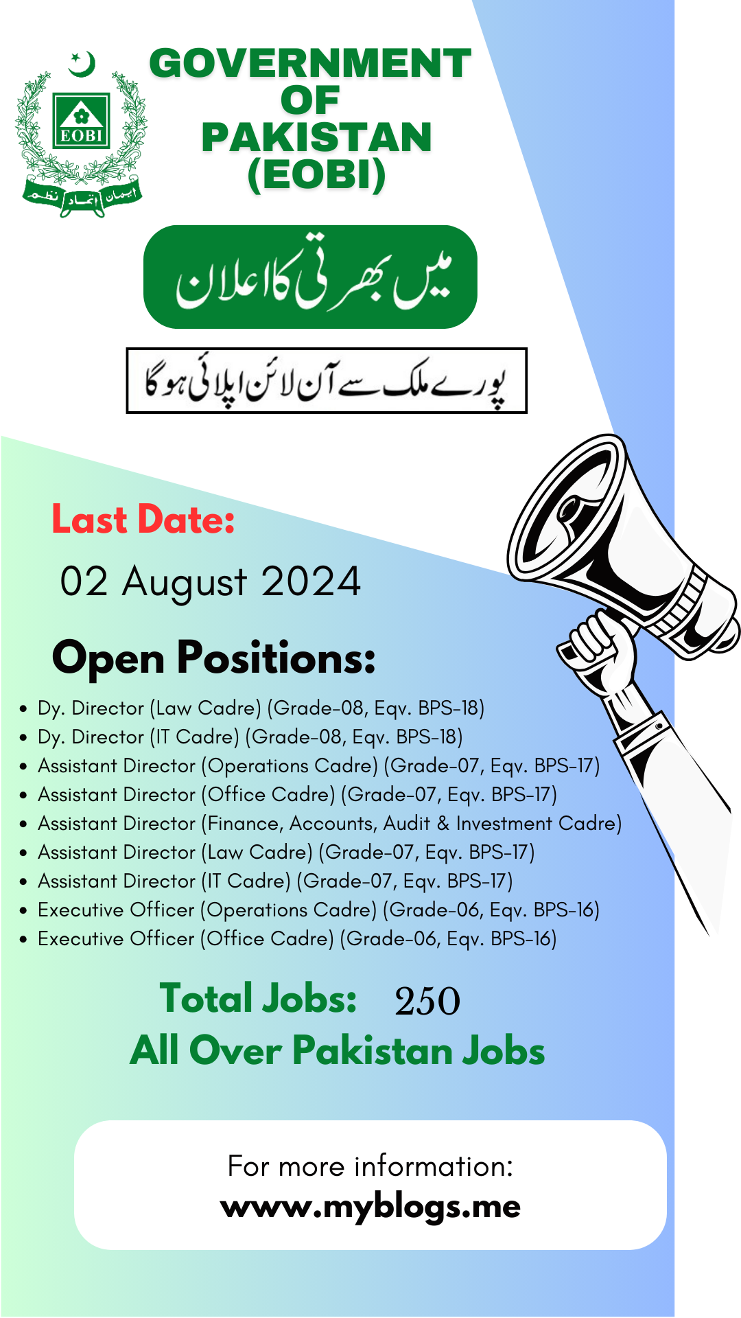Jobs in Government of Pakistan EOBI 2024