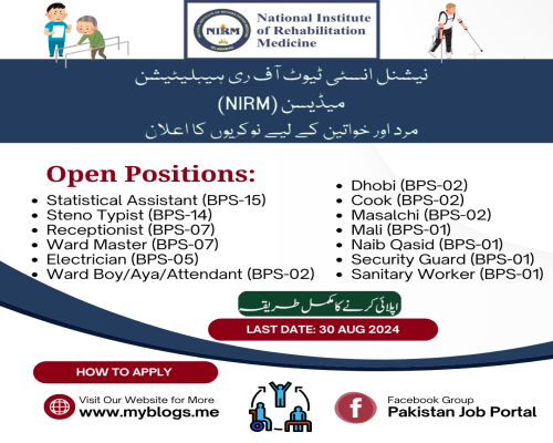 National Institute of Rehabilitation Medicine (NIRM) Jobs 2024