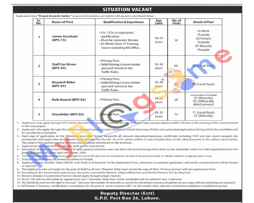 Election Commission Punjab Jobs 2024