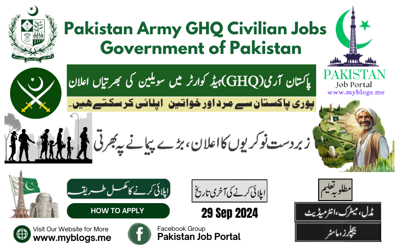 Pakistan Army GHQ Civilian Jobs 2024