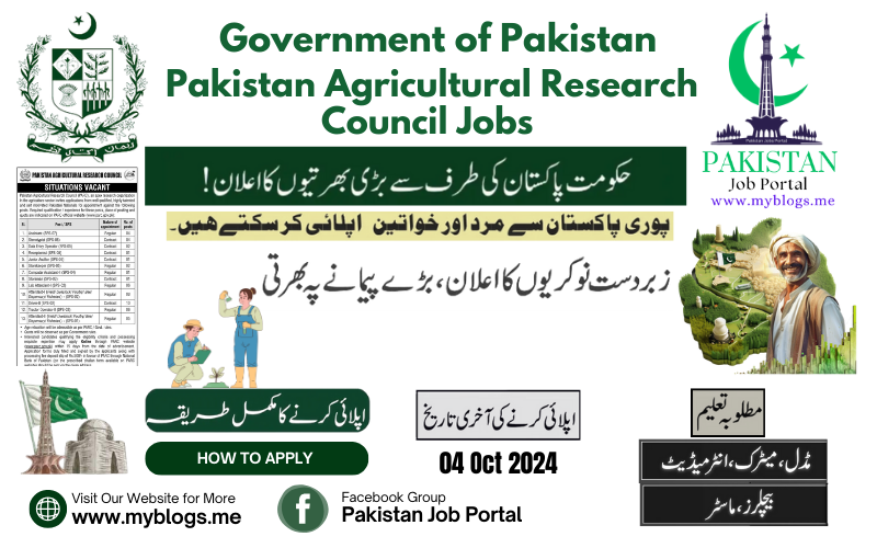 Government of Pakistan Agricultural Research Council Jobs 