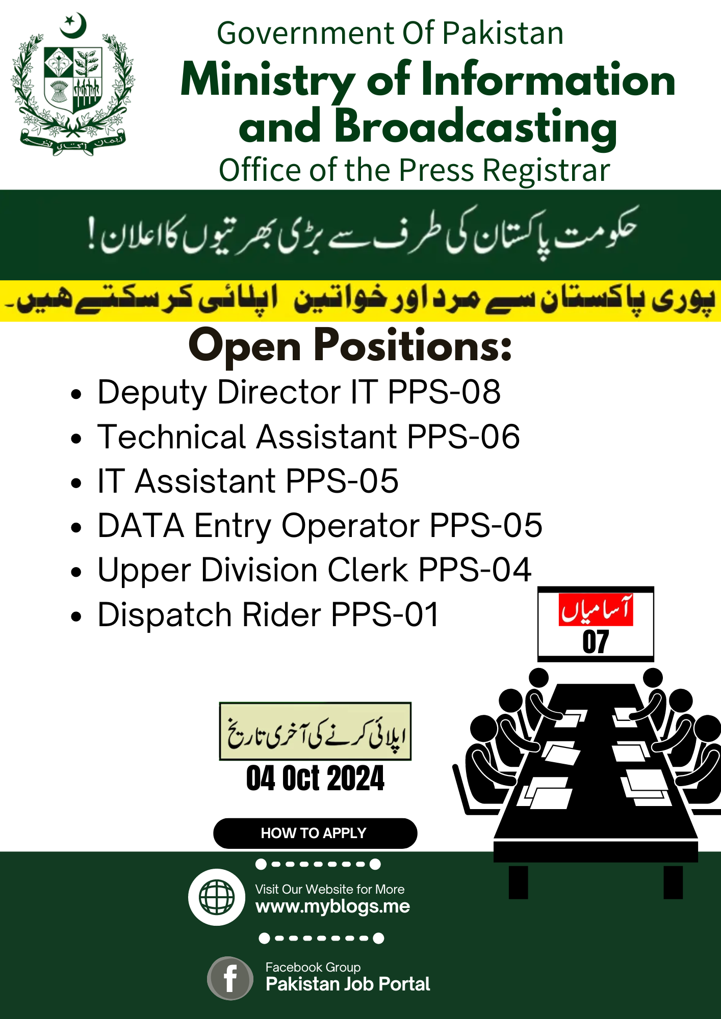 Government of Pakistan Ministry of Information and Broadcasting Jobs